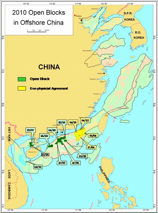 中国南海的油气田