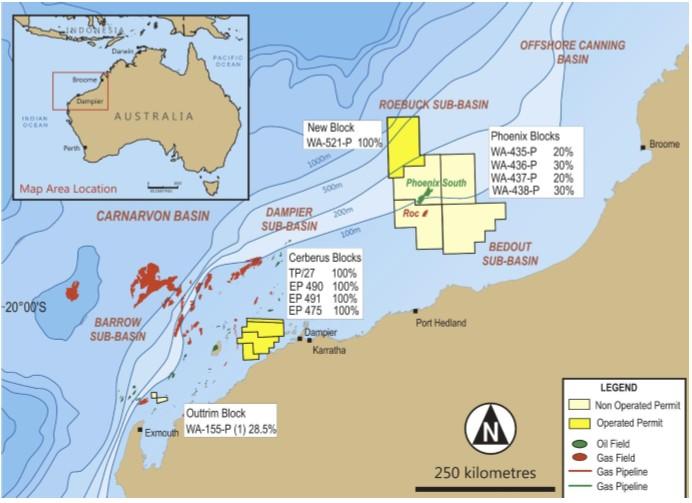 Australia Carnarvon Petroleum awarded WA521P offshore exploration
