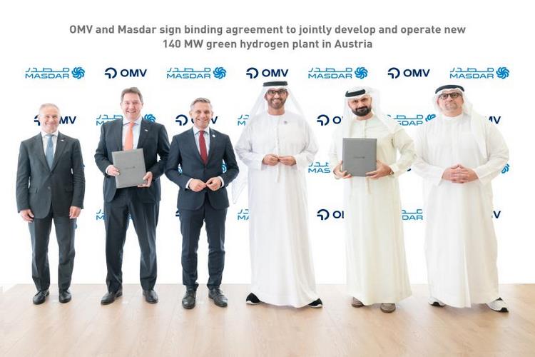 OMV and Masdar sign binding agreement to develop and operate new 140 MW green hydrogen plant in Austria