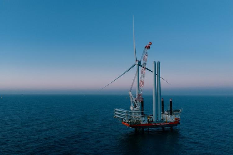 World’s first turbine with CO2-reduced steel tower and recyclable blades installed at Denmark’s largest offshore wind farm